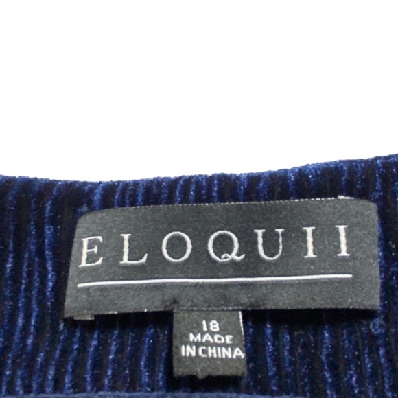 Eloquii Dark Blue Ribbed Velvet Wide Leg Pants Zip Fly Button Close US Sz 18 - Picture 4 of 9